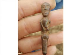 The 2,000 year old bronze nude figure discovered by Paul Shepheard in a field near Haconby. Photo: Paul Shepheard