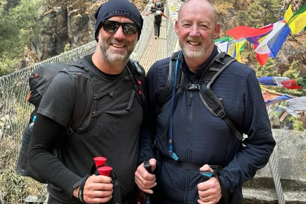 Rob Wight (left) and Jez Hyland begin their Everest trek.