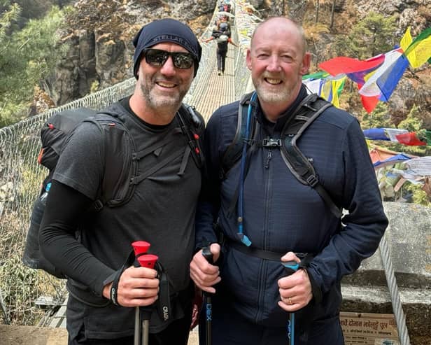 Rob Wight (left) and Jez Hyland begin their Everest trek.