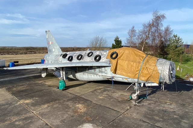 Weary after 30 years out in the open under tarpaulins, XR752 ready for her new home in the hangar.