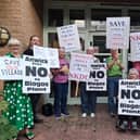 Anwick protesters outside a North Kesteven District Council meeting on the proposed biogas plant. Credit: LDRS