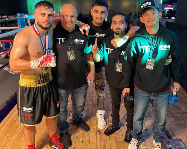 ​Tam Parlak, aka ‘Turkish Tam’ with team members from his sponsor Hype Energy Drinks.