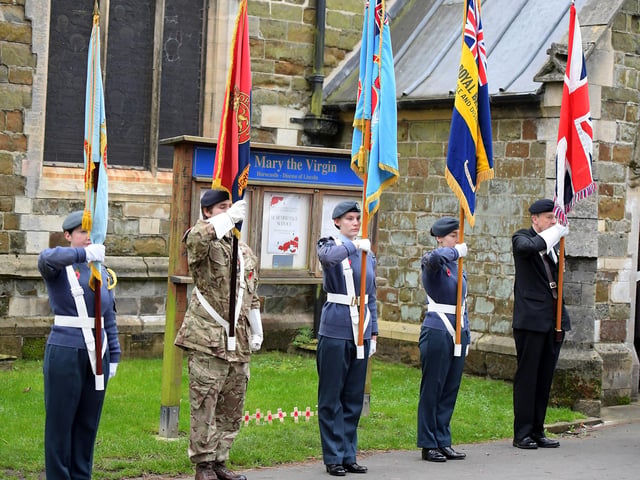 Standard bearers outside Horncastle church. Photo: Thomas Hooley