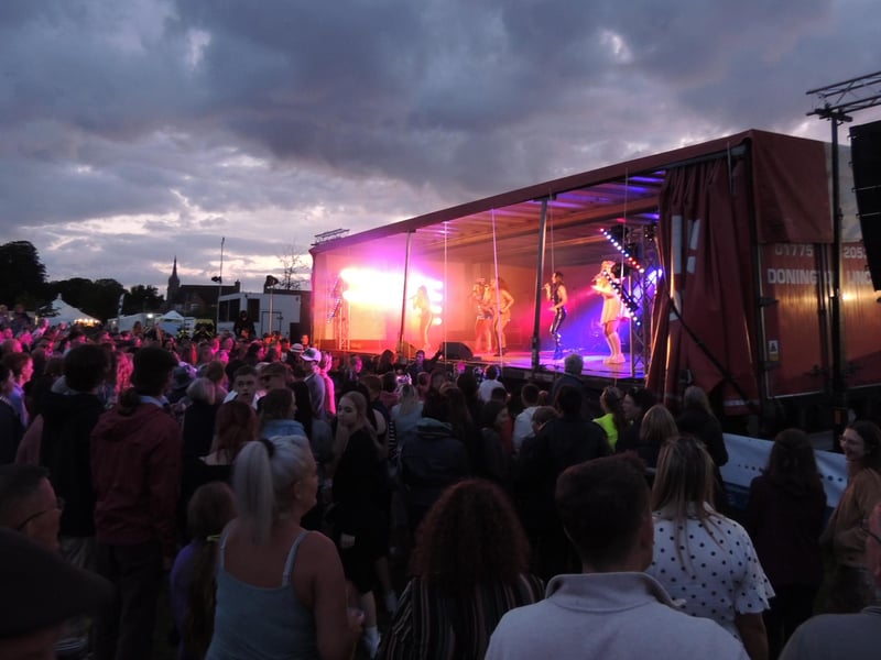 Crowds up and dancing for the 90s Spice tribute show.