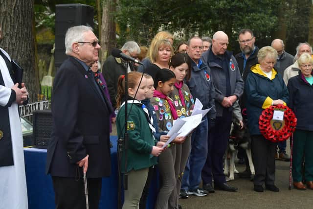 David Mullenger, Woodhall Spa RBL president, speaks at the service.