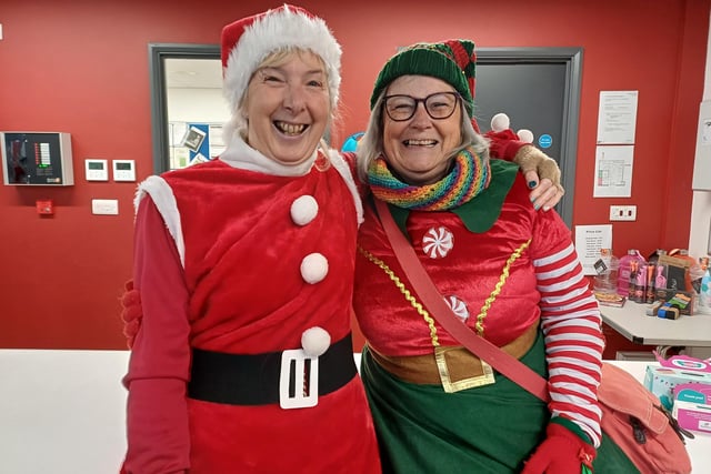 Mandy Curtis, left, and Alison Dale got into the festive spirit