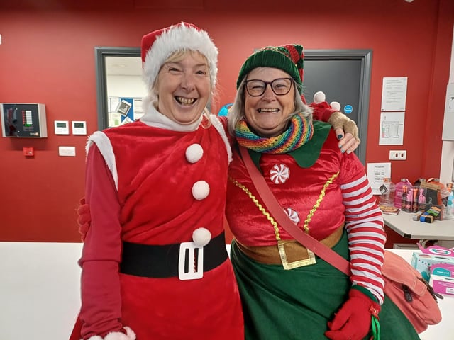 Mandy Curtis, left, and Alison Dale got into the festive spirit