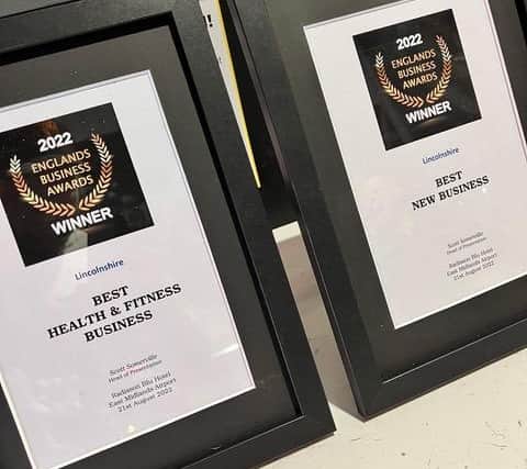 A close-up of the awards.
