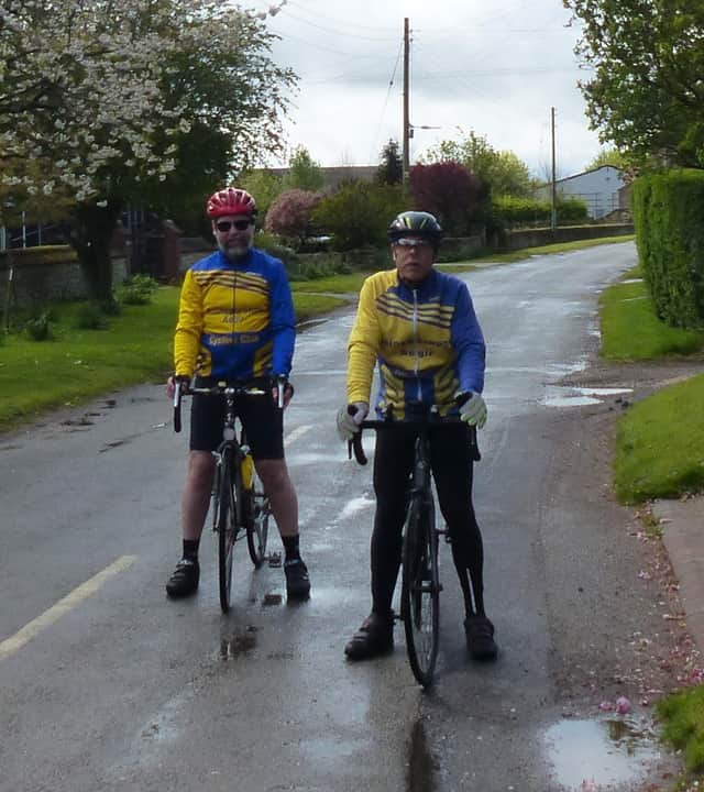 Gainsborough Aegir Cycling Club members, Geoff Garner and Trevor Halstead in Grayingham.