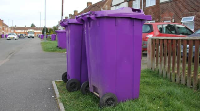 Purple recycling bin collections of paper and card are highly successful in Lincolnshire.