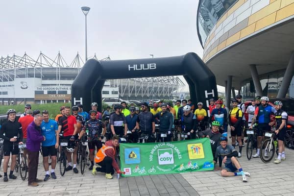 Riders before setting off from Derby.