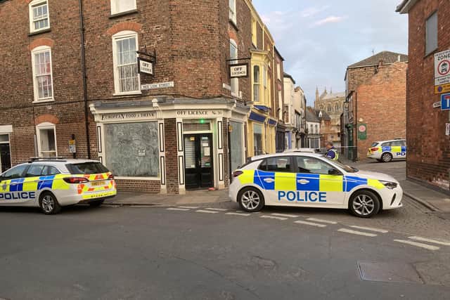Police blocking off Wormgate, leading to Fountain Lane, on the evening of the crime. Photo by: DS