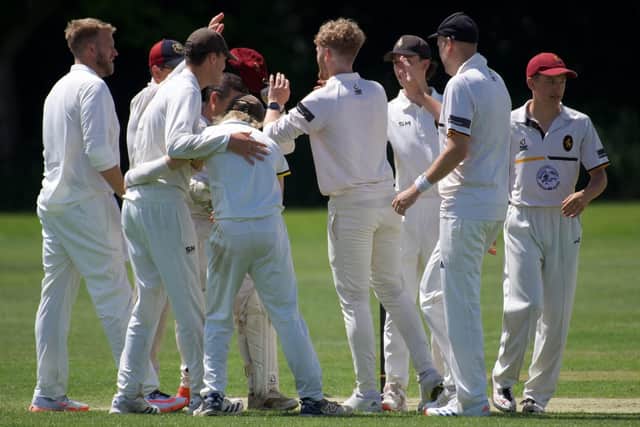 Louth celebrate a wicket against Scothern.