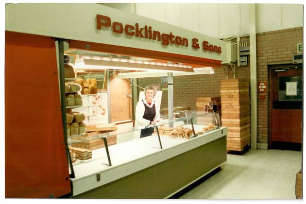 Pam Pocklington on the business's market stall in the 1980s.