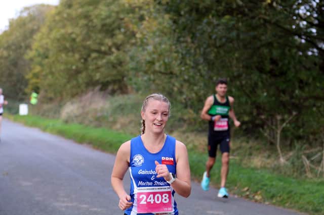 Lauren Staves on the road for the Gainsborough and Morton Striders. Pic by John Rainsforth.