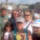Family members with Ruth at the finish line.
