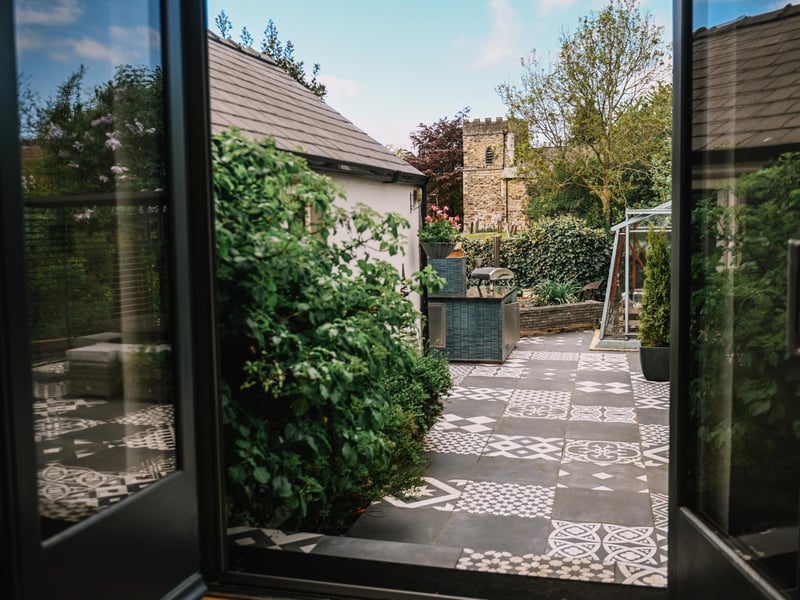 The patio/garden.