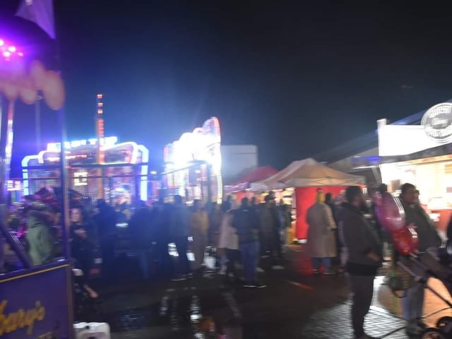 The football field was transformed into a fairground.
