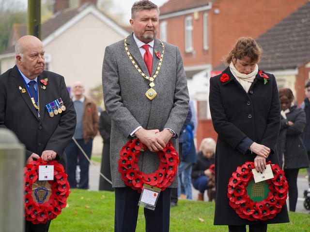 MP for Louth and Horncastle Victoria Atkins was among the civic leaders paying their respects at the memorial in Coninsby. Photo: Keith Bishop