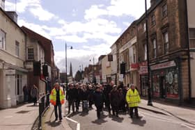The Walk of Witness heads up Southgate in Sleaford on Good Friday morning.
