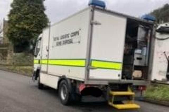 A controlled explosion was carried out on the unknown substance in a nearby field by the EOD