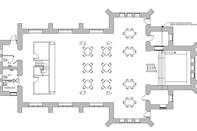 Plans for the tearoom and restaurant.