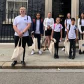Jessica Nicholas (third from left) outside 10 Downing Street