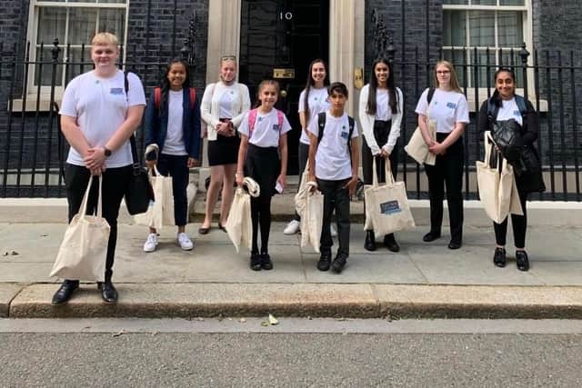 Jessica Nicholas (third from left) outside 10 Downing Street