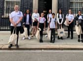 Jessica Nicholas (third from left) outside 10 Downing Street