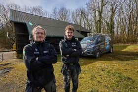 Local installers Jason and Josh outside the Ashby de la Launde village hall.