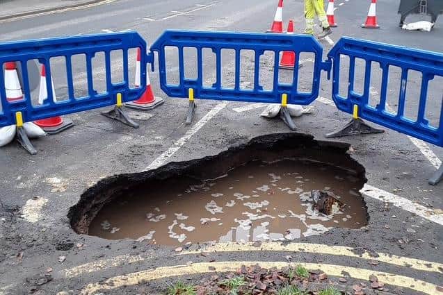 The sinkhole which opened up in Gosberton on Thursday.