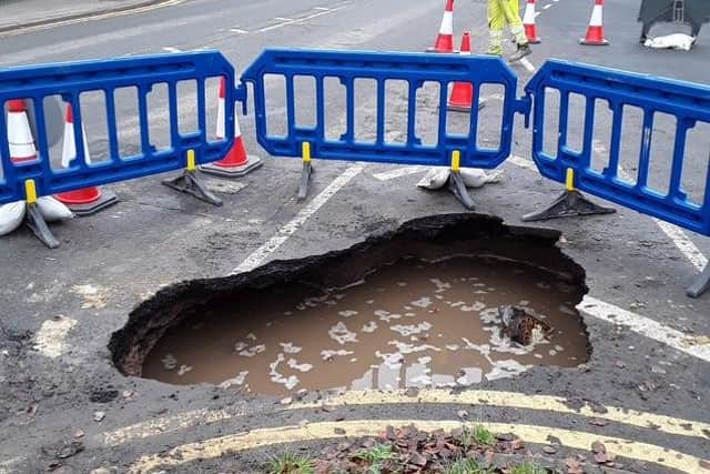 The sinkhole which opened up in Gosberton on Thursday.
