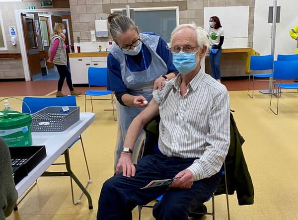 Daniel Bardsley, aged 80, getting his vaccine