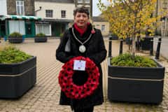 Mayor of Market Rasen Coun Jo Pilley, representing the council at the town's Remembrance Sunday commemoration in November.