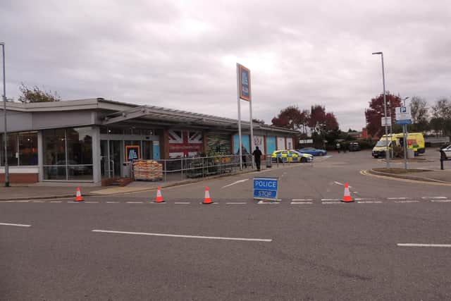 The Aldi store in Sleaford has been cordoned off by emergency services this morning.