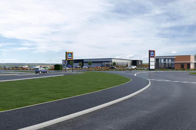 Computer-generated image of the proposed Aldi food store.