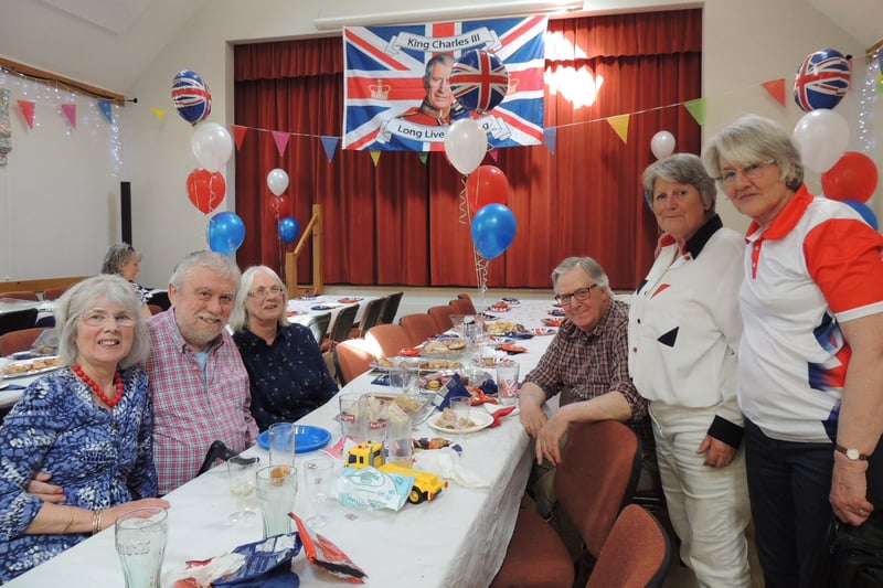 Full of bunting. Aisby's coronation tea party.