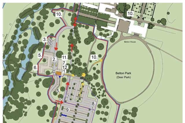 The revised layout for the vehicles entering and exiting Belton House grounds, as well as the all-weather car park plans.