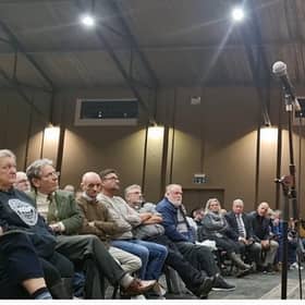 MP for Boston and Skegness Matt Warman  addressing the public meeting  in Skegness.