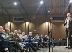 MP for Boston and Skegness Matt Warman  addressing the public meeting  in Skegness.