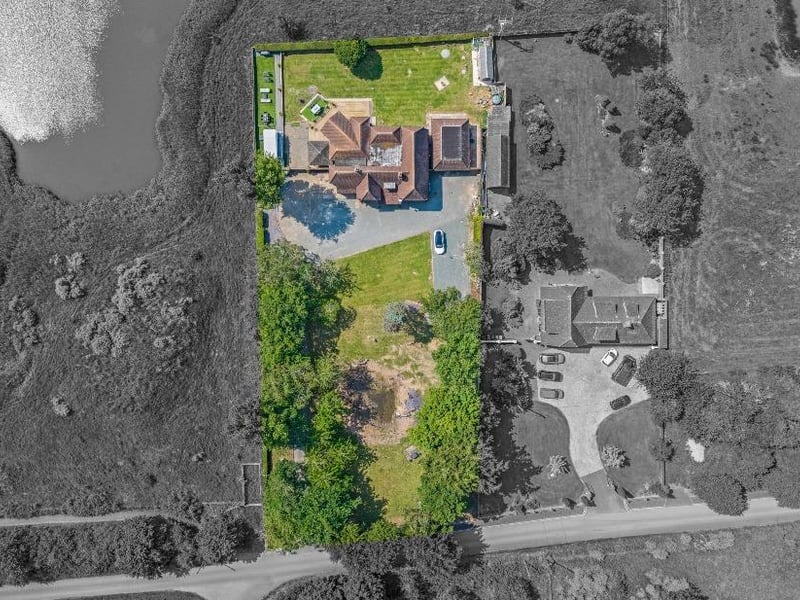 A bird's-eye view of the property.