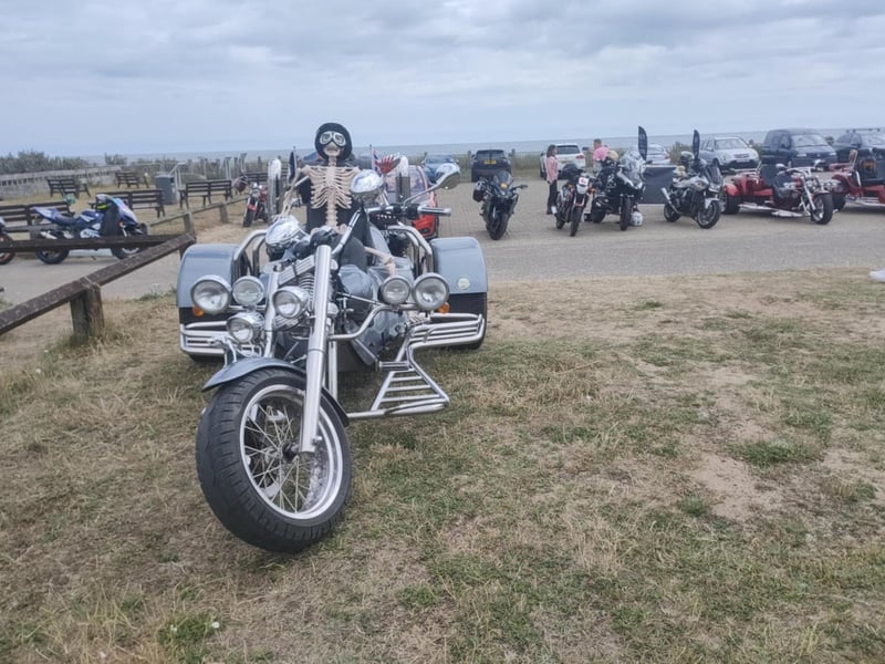 Bikers gather for the start of the relay at Mablethorpe's Sea View Cafe.