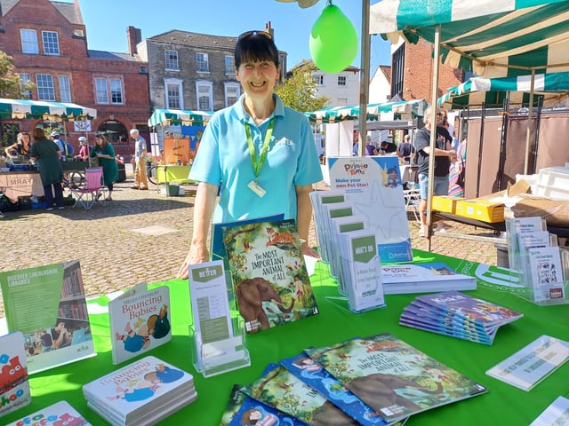 Pat Forester ws giving away books and information on the Market Rasen Library stall . Image: Dianne Tuckett