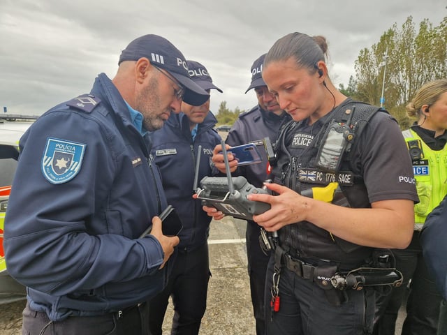 The Portugese officers were particularly interested in the use of drones to catch criminals in Lincolnshire.