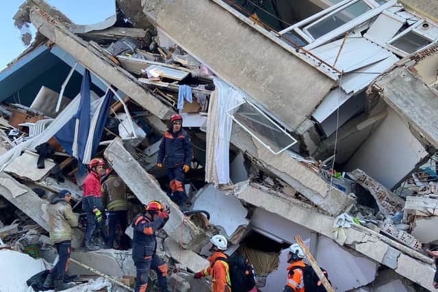 The Lincolnshire Fire & Rescue team conducting a rescue mission in Turkey.