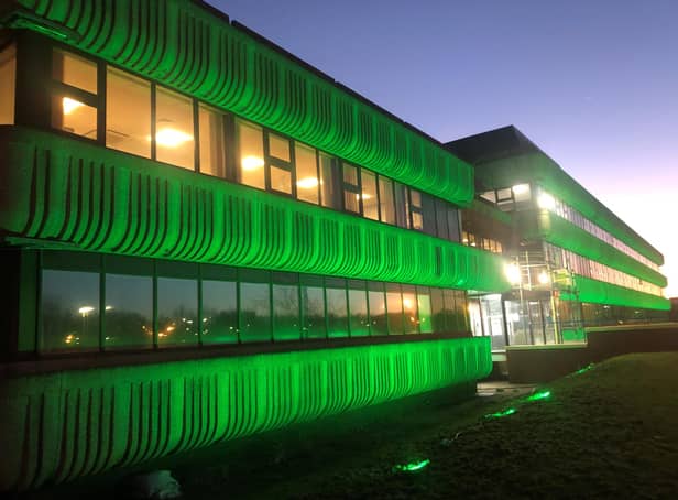 Linconshire Police's Nettleham HQ went green for the NSPCC