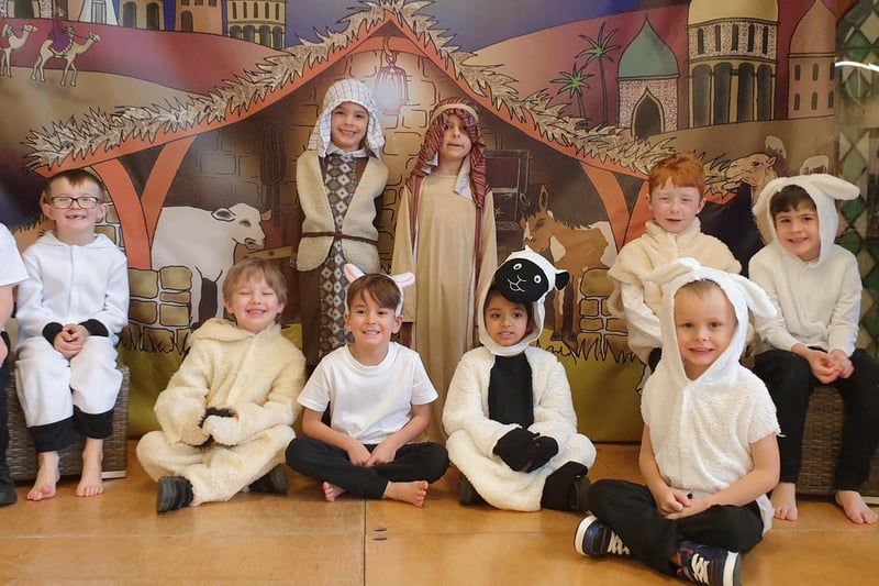 Some of the cast from the Key Stage 1 Nativity “This Way to Bethlehem” at St Botolph's School, Quarrington.