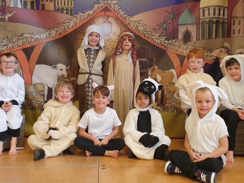 Some of the cast from the Key Stage 1 Nativity “This Way to Bethlehem” at St Botolph's School, Quarrington.