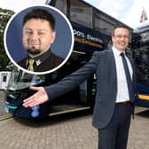 Main image: Matt Cranwell, Managing Director of Stagecoach East Midlands. Inset: Hero driver Derreck Smith.