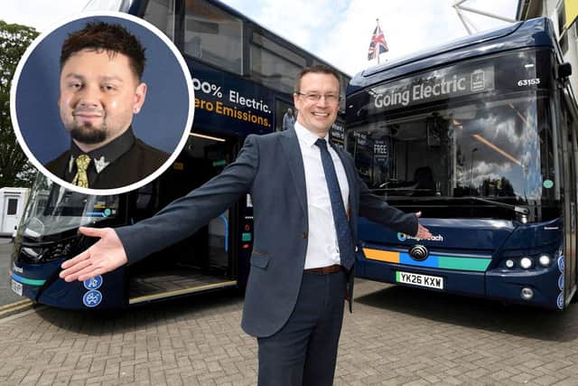 Main image: Matt Cranwell, Managing Director of Stagecoach East Midlands. Inset: Hero driver Derreck Smith.